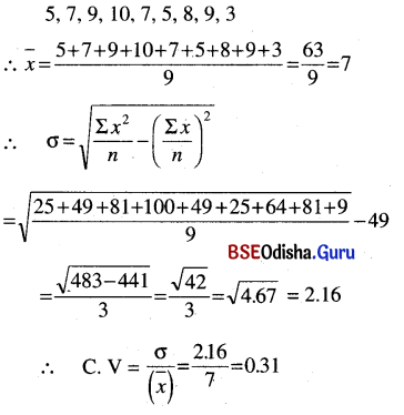 CHSE Odisha Class 11 Math Solutions Chapter 15 Statistics Ex 15 9