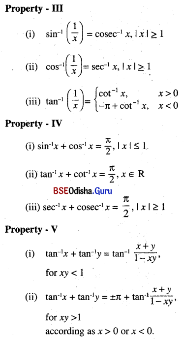 CHSE Odisha Class 12 Math Notes Chapter 2 Inverse Trigonometric Functions 1
