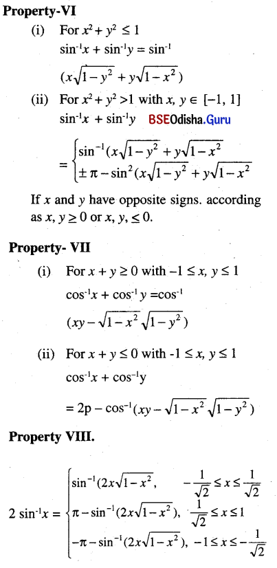 CHSE Odisha Class 12 Math Notes Chapter 2 Inverse Trigonometric Functions 2