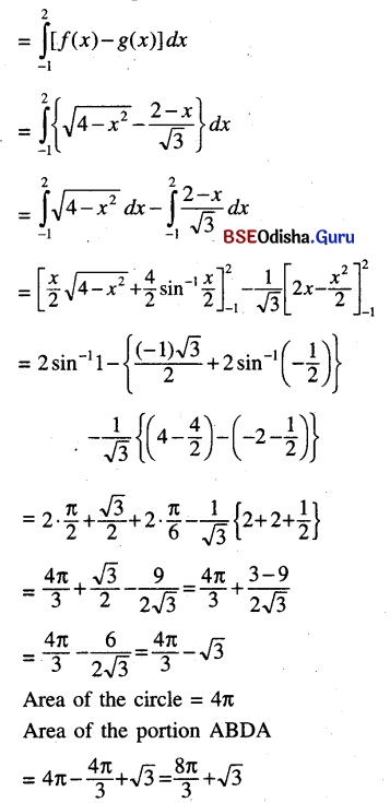 CHSE Odisha Class 12 Math Solutions Chapter 10 Area Under Plane Curves Ex 10 Q.4(1.1)
