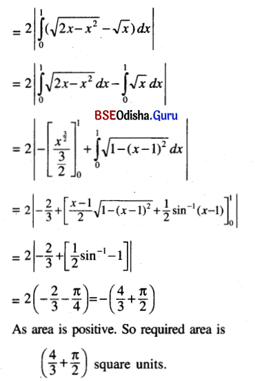 CHSE Odisha Class 12 Math Solutions Chapter 10 Area Under Plane Curves Ex 10 Q.4(4.1)