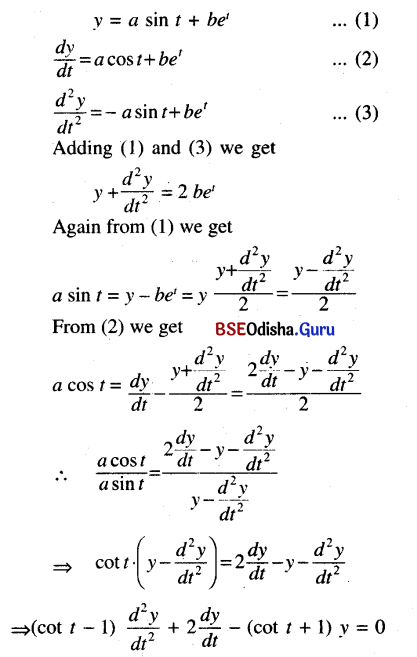 CHSE Odisha Class 12 Math Solutions Chapter 11 Differential Equations Ex 11(a) Q.2(8)