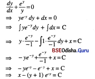 CHSE Odisha Class 12 Math Solutions Chapter 11 Differential Equations Ex 11(a) Q.4(7)