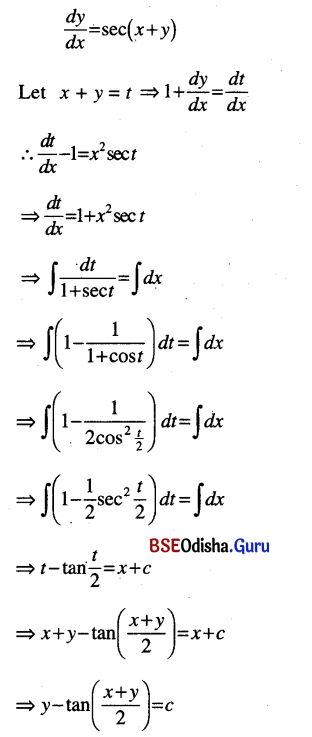 CHSE Odisha Class 12 Math Solutions Chapter 11 Differential Equations Ex 11(a) Q.8(1)