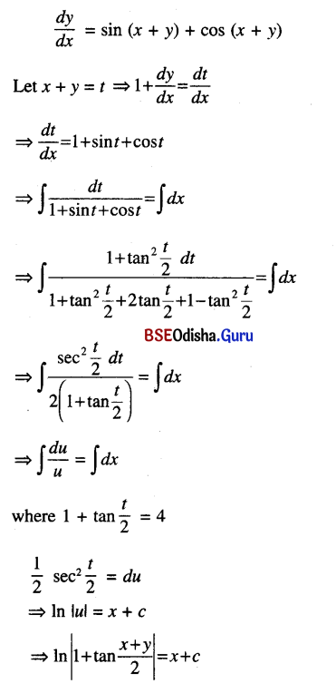 CHSE Odisha Class 12 Math Solutions Chapter 11 Differential Equations Ex 11(a) Q.8(2)