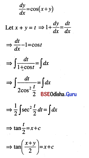 CHSE Odisha Class 12 Math Solutions Chapter 11 Differential Equations Ex 11(a) Q.8(3)