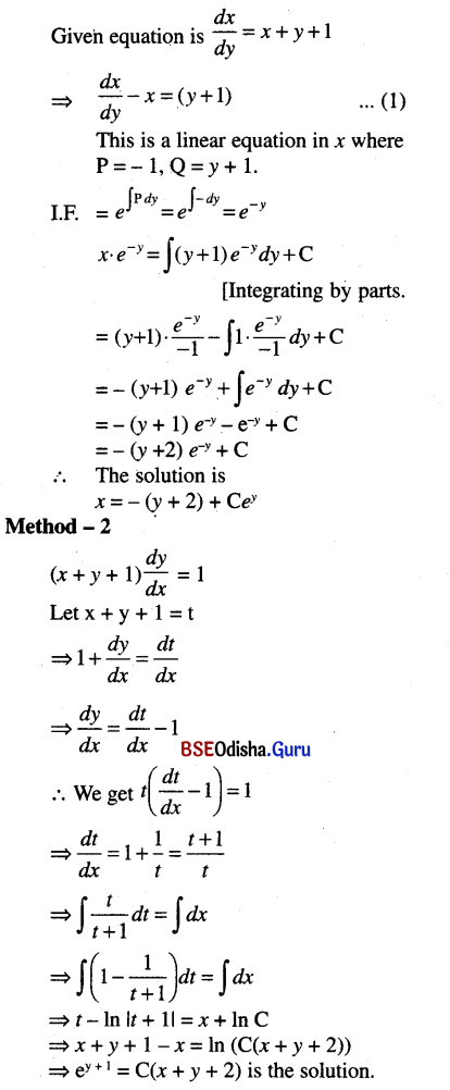 CHSE Odisha Class 12 Math Solutions Chapter 11 Differential Equations Ex 11(b) Q.10