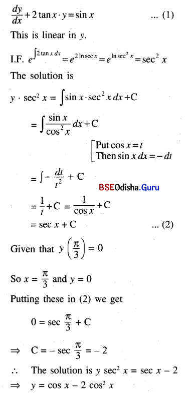 CHSE Odisha Class 12 Math Solutions Chapter 11 Differential Equations Ex 11(b) Q.17