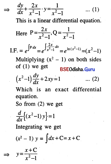 CHSE Odisha Class 12 Math Solutions Chapter 11 Differential Equations Ex 11(b) Q.2