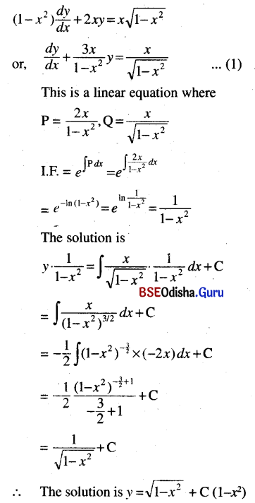 CHSE Odisha Class 12 Math Solutions Chapter 11 Differential Equations Ex 11(b) Q.3