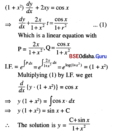 CHSE Odisha Class 12 Math Solutions Chapter 11 Differential Equations Ex 11(b) Q.5