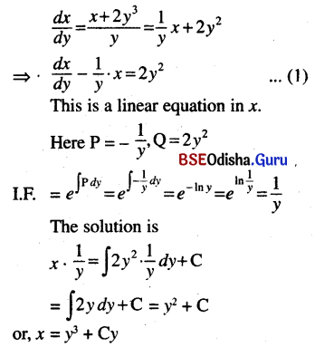 CHSE Odisha Class 12 Math Solutions Chapter 11 Differential Equations Ex 11(b) Q.8