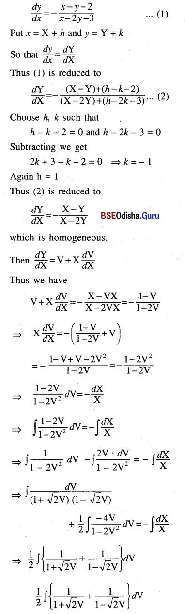 CHSE Odisha Class 12 Math Solutions Chapter 11 Differential Equations Ex 11(c) Q.11