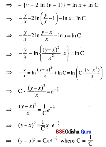 CHSE Odisha Class 12 Math Solutions Chapter 11 Differential Equations Ex 11(c) Q.5.1