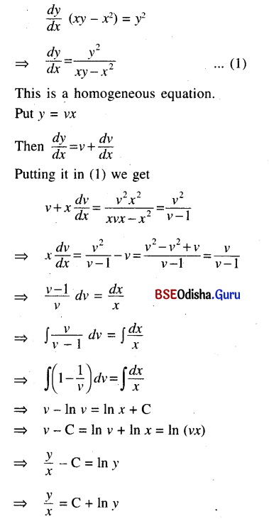 CHSE Odisha Class 12 Math Solutions Chapter 11 Differential Equations Ex 11(c) Q.6
