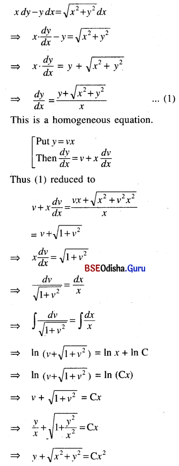 CHSE Odisha Class 12 Math Solutions Chapter 11 Differential Equations Ex 11(c) Q.8
