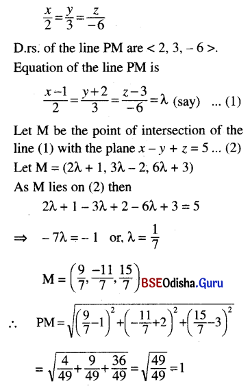 CHSE Odisha Class 12 Math Solutions Chapter 13 Three Dimensional Geometry Ex 13(c) Q.21