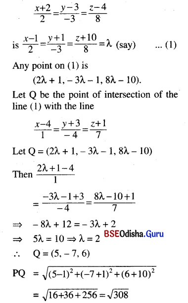 CHSE Odisha Class 12 Math Solutions Chapter 13 Three Dimensional Geometry Ex 13(c) Q.22