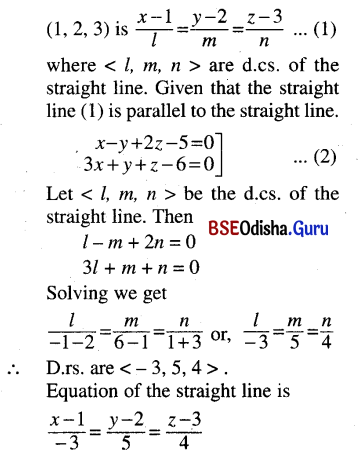 CHSE Odisha Class 12 Math Solutions Chapter 13 Three Dimensional Geometry Ex 13(c) Q.5(1)