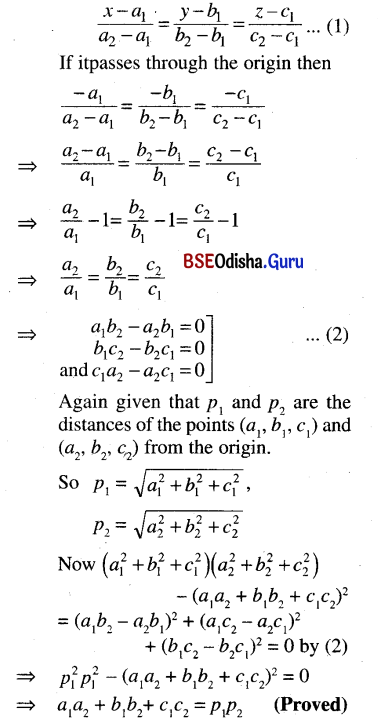 CHSE Odisha Class 12 Math Solutions Chapter 13 Three Dimensional Geometry Ex 13(c) Q.7(1)