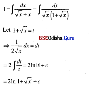 CHSE Odisha Class 12 Math Solutions Chapter 9 Integration Additional Exercise Q.11