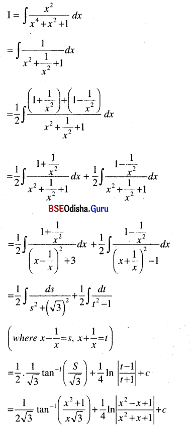 CHSE Odisha Class 12 Math Solutions Chapter 9 Integration Additional Exercise Q.18