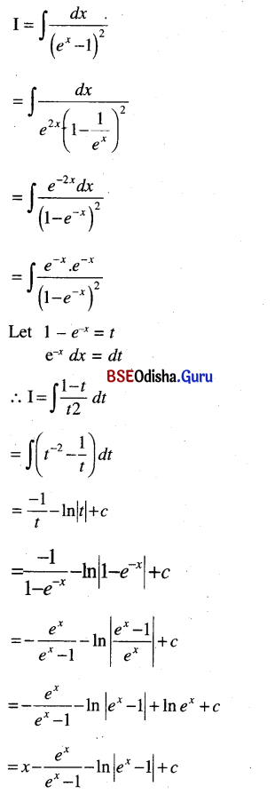 CHSE Odisha Class 12 Math Solutions Chapter 9 Integration Additional Exercise Q.24
