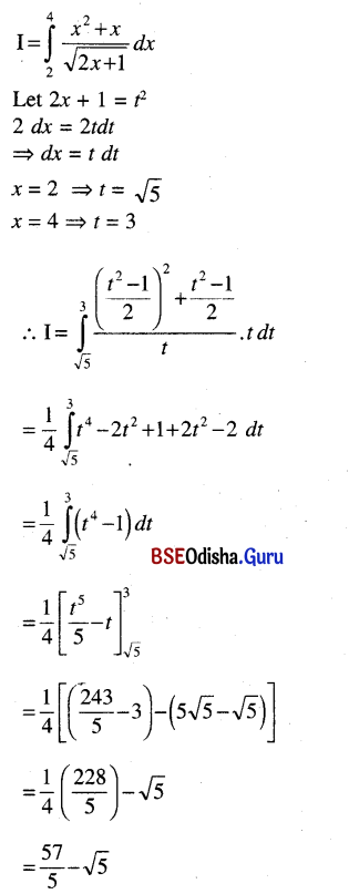CHSE Odisha Class 12 Math Solutions Chapter 9 Integration Additional Exercise Q.26