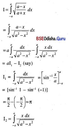 CHSE Odisha Class 12 Math Solutions Chapter 9 Integration Additional Exercise Q.27