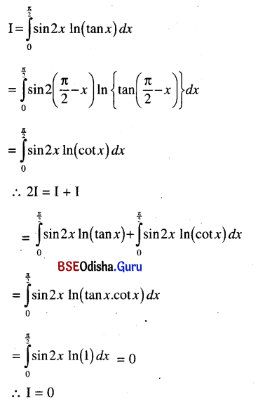 CHSE Odisha Class 12 Math Solutions Chapter 9 Integration Additional Exercise Q.31