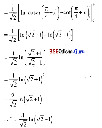 CHSE Odisha Class 12 Math Solutions Chapter 9 Integration Additional Exercise Q.32.1