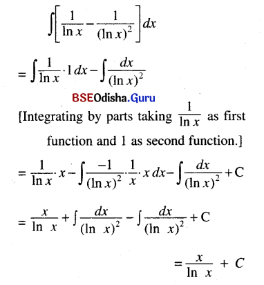 CHSE Odisha Class 12 Math Solutions Chapter 9 Integration Ex 9(e) Q.10(1)