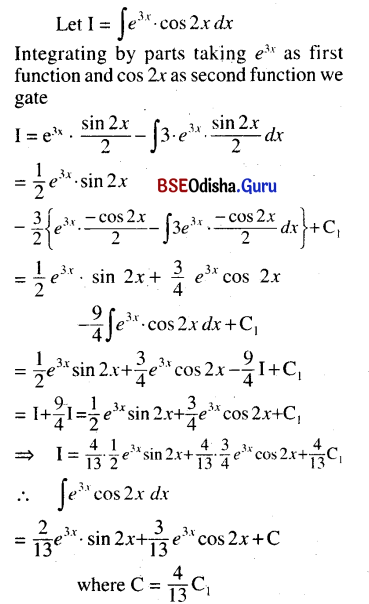 CHSE Odisha Class 12 Math Solutions Chapter 9 Integration Ex 9(e) Q.5(1)