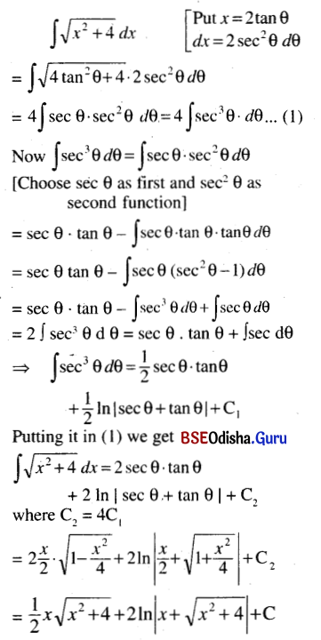 CHSE Odisha Class 12 Math Solutions Chapter 9 Integration Ex 9(e) Q.7(1)