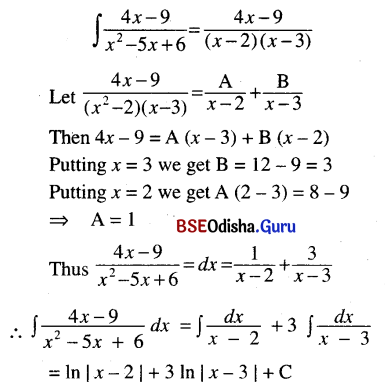 CHSE Odisha Class 12 Math Solutions Chapter 9 Integration Ex 9(f) Q.1(1)