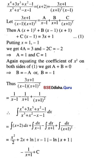 CHSE Odisha Class 12 Math Solutions Chapter 9 Integration Ex 9(f) Q.2(4)