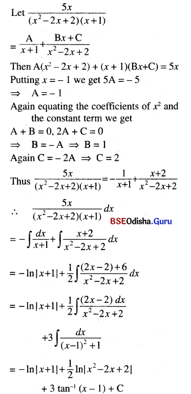 CHSE Odisha Class 12 Math Solutions Chapter 9 Integration Ex 9(f) Q.3(2)