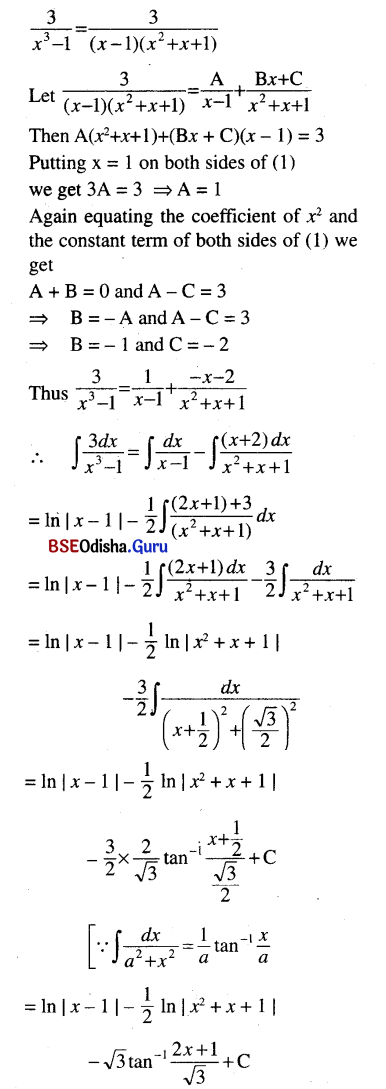 CHSE Odisha Class 12 Math Solutions Chapter 9 Integration Ex 9(f) Q.3(3)