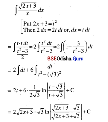 CHSE Odisha Class 12 Math Solutions Chapter 9 Integration Ex 9(g) Q.1(1)