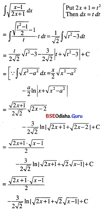 CHSE Odisha Class 12 Math Solutions Chapter 9 Integration Ex 9(g) Q.5(3)