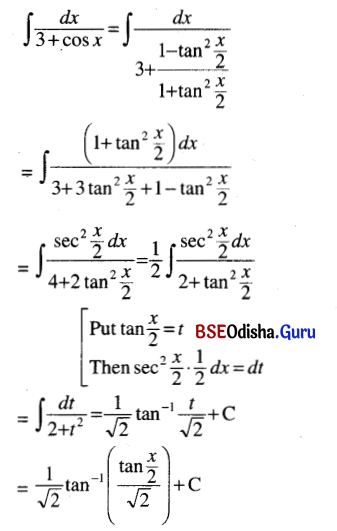CHSE Odisha Class 12 Math Solutions Chapter 9 Integration Ex 9(h) Q.1(2)