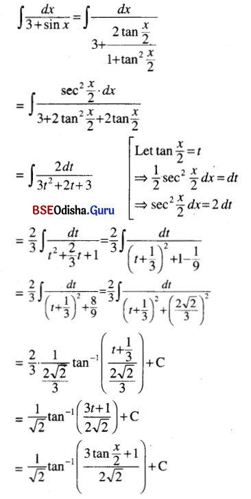 CHSE Odisha Class 12 Math Solutions Chapter 9 Integration Ex 9(h) Q.1(3)