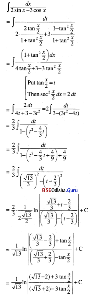 CHSE Odisha Class 12 Math Solutions Chapter 9 Integration Ex 9(h) Q.1(5)