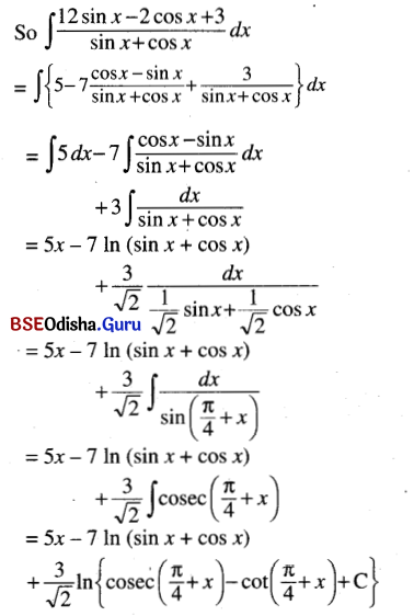 CHSE Odisha Class 12 Math Solutions Chapter 9 Integration Ex 9(h) Q.2(2)