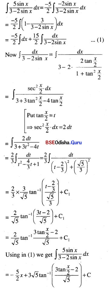 CHSE Odisha Class 12 Math Solutions Chapter 9 Integration Ex 9(h) Q.2(3)