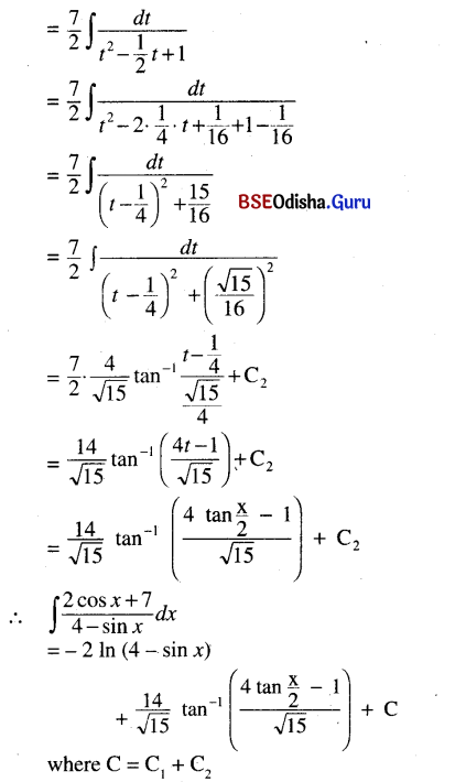 CHSE Odisha Class 12 Math Solutions Chapter 9 Integration Ex 9(h) Q.2(4.1)