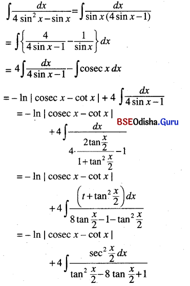 CHSE Odisha Class 12 Math Solutions Chapter 9 Integration Ex 9(h) Q.3(2)