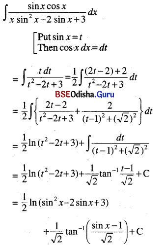 CHSE Odisha Class 12 Math Solutions Chapter 9 Integration Ex 9(h) Q.3(3)