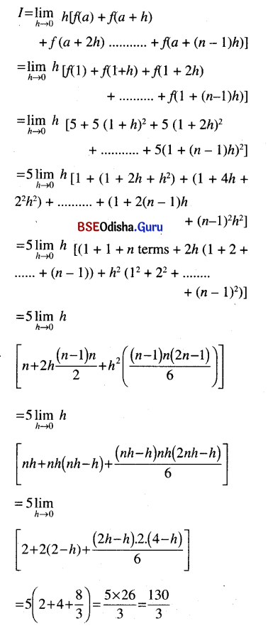 CHSE Odisha Class 12 Math Solutions Chapter 9 Integration Ex 9(i) Q.1