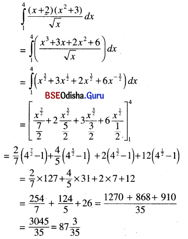 CHSE Odisha Class 12 Math Solutions Chapter 9 Integration Ex 9(j) Q.1(10)